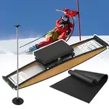 Indoor-Ski-Übungsgerät für das Heim-Fitnessstudio, simuliertes Skifahren mit Gummirolle und Skistöcken, unterstützt bis zu 150 kg, inklusive Trainingsmatten