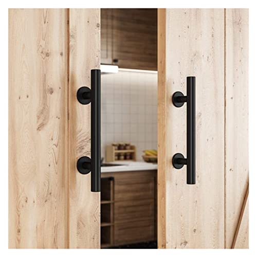 Scheunentor-Hardware-Kit 12In Gleitholz Stall Türgriff Edelstahl/Kohlenstoffstahl Flush Pull-Set Zuggriff Hochleistungs-Innentür-Hardware Robust und robust(Color:Noir)