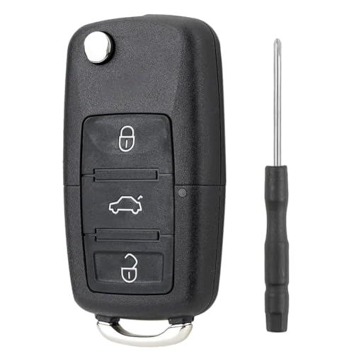 Chaexii Volkswagen Gehäuse der Fernbedienung Auto Schlüsselgehäuse für VW Golf Beetle Jetta Polo Scirocco Sharan Tiguan Transporter Autoschlüssel,3 Tasten Schlüssel und Schraubendreher