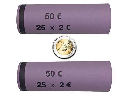 3709 MÜNZHÜLSEN - Münzrollenpapier vorgefertigt und gerollt für 2 Euro (128er Pack) A