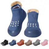 EDOTON Krabbelschuhe Baby Lauflernschuhe Kinder Sockenschuhe rutschfeste Weiche Sohle Schuhe Babybodenschuhe für Mädchen Junge (Blau,12-18 Monate,22/23)