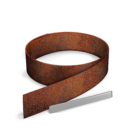 IRKA 1012-002 – Rasenkantenband – 1 mm stark – Cortenstahl – robuste Beeteinfassung – Höhe 20 cm – Länge 15 m