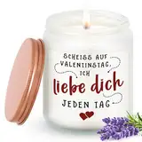 Livole Valentinstag Jahrestag Geschenk für Sie, Lavendel Duftkerze Liebes Geschenke mit Ich liebe Dich jeden Tag, Hochzeitstag Geburtstag Geschenke für Frau Ehefrau, Duftkerzen im Glas Geschenk