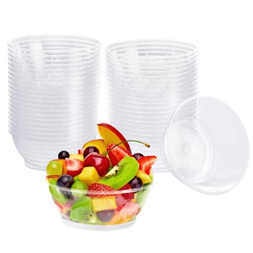 MATANA 40 Transparente Dessertschalen, Kleine Plastikschalen, Plastikschüsseln für Partys, 150ml - Portionsschalen für Dessert, Nachspeise, Dips, Fingerfood, Snacks - Stabil & Mehrweg