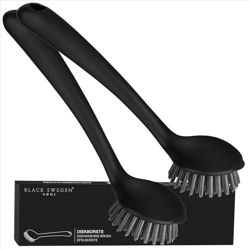 Black Sweden Home Spülbürste Schwarz - Hochwertige Geschirrbürste, Abwaschbürste, Küchenbürste mit robusten Borsten - Langlebiges Spülbürsten Set 2 Stück