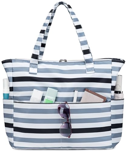 LEDAOU Große Strandtasche mit reißverschluss Damen Strandtuch Tote bag & Strandtuch Hausschuhe Wasserdicht Umhängetasche Tragetasche shopper sanddicht Pool Fitness Reisetasche familie