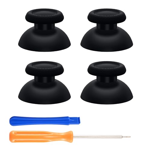 eXtremeRate 2 Paar Thumbsticks kompatibel mit ps5 & mit ps4 Controller, 4pcs Ersatz-Sticks & Tools, Texturiert Analogsticks Joystick Aufsätze für ps5 für ps4 pro Slim Controller–Schwarz