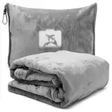 2 in 1 Reisedecke & Reisekissen mit Reißverschluss, Multifunktionales Kissen, Weiche & Warme Flugzeugdecke Kuscheldecke Kopfkissenbezug Kompakte Decke für Flugzeug, Auto, Büro, Reisen 127x152cm