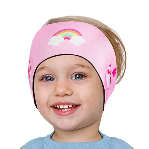 HeySplash Schwimm Stirnband Kinder, Ohrenschutz Schwimmen Kinder Neopren Stirnband mit Hohe Elastizität & Klettverschluss, Schwimmstirnbänder Kinder Wasserdicht Schwimmen Surfen Baden - S, Rosa