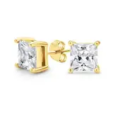 1Kt Quadratische Zirkonia Solitär Brillantschliff Prinzessin Cz Ohrstecker Für Frauen Männer Gold Plattiert Sterling Silber 6Mm