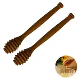 Tomuvpzn Honiglöffel aus Teakholz, 2 Stück Honiglöffel Holz und Sirup Dipper Stick, 16CM Holz Rührlöffel Löffel Rührer Gerader Griffstab für Marmelade,Sirup,Joghurt - und kleckerfrei Holzlöffel