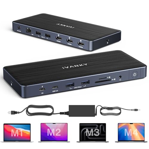 iVANKY 14-in-1 FusionDock Pro 1 MacBook Pro Docking Station USB C mit 150W Netzteil, 4K@60Hz Triple Monitore DisplayLink Dock, 3*HDMI, 96W PD, SD/TF für MacBook M1/M2/M3/M4 Mac Air/Pro, Lenovo, Dell