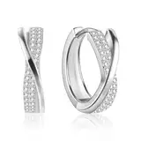 ASH'S CHOICE Creolen Silber 925, ASH'S CHOICE Silber 925 Ohrringe mit Zirkonia Creolen Kleine Damen, Knorpel Huggie Creolen Leicht Breit Klobige Twist Creolen Kleine Silber Strass Ohrringe