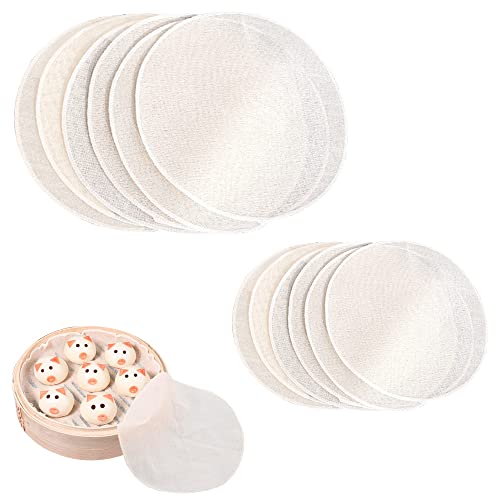 Belvanr Baumwolle Dampfer Tuch 20 Stück Bambusdämpfer Matte,Dampfgarer Tuch Dampfer Matte Runde Dampfgarer Mat Dim Sum Dampfer Matte Dampfer Mesh Matte für Dampfkörbe Dim Sum