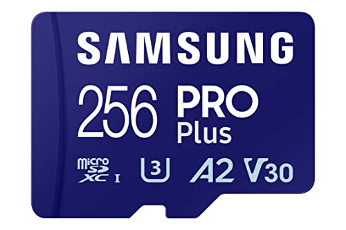 Samsung PRO Plus microSD-Karte + SD-Adapter, 256 GB, Für Mobile Gaming auf Smartphones, Tablets und Handheld Konsolen, UHS-I U3, Full HD & 4K UHD, 180 MB/s Lesen, 130 MB/s Schreiben, MB-MD256SA/EU