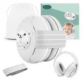 Robofun 2-in-1 Gehörschutz Baby Kopfhörer, Neugeboren Ohrenschützer mit Geräuschunterdrückung & Verstellbares Kopfband, Baby Kopfhörer Lärmschutz für Babys bis 48 Monate -Grau