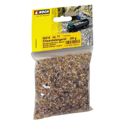 NOCH Elbsandsteingeröll, Natursteine für Modellbau, 250 g Beutel ideal für Basteln in Spurweiten H0, TT, N, Z und mehr