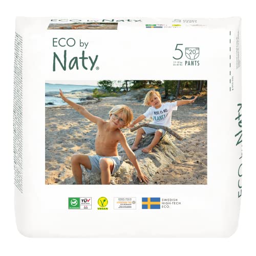 Eco by Naty Baby Windeln Pants - umweltfreundliche Premium-Bio Höschenwindeln aus pflanzenbasierten Materialien, sehr saugfähig und frei von gefährlichen Chemikalien (Größe 5 ) | 80 Stück (4er Pack)