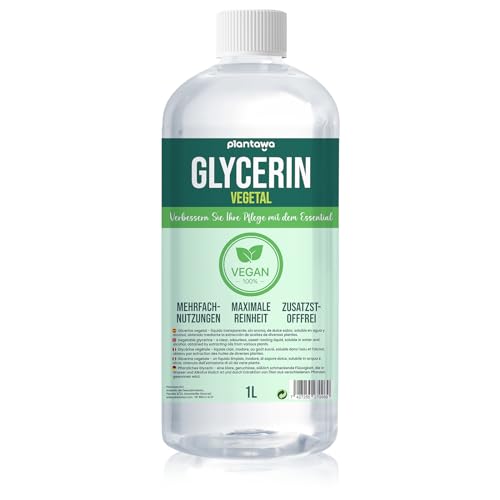 PLANTAWA Pflanzliches Glycerin 1L | Glycerin 99,5% Für die Herstellung von Seifen, Feuchtigkeitsspendend und Feuchtigkeitserhaltend : Natürliches Flüssiges Glycerin | Für Seifen, Shampoos, Cremes