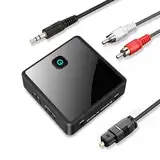 Isobel Bluetooth Transmitter Empfänger 2 in 1 Bluetooth Adapter Audio 5.0 Sender/Receiver Adapter Low Latency mit Optical Toslink RCA 3,5mm AUX Kabel für TV/PC/Laptop Dual Link