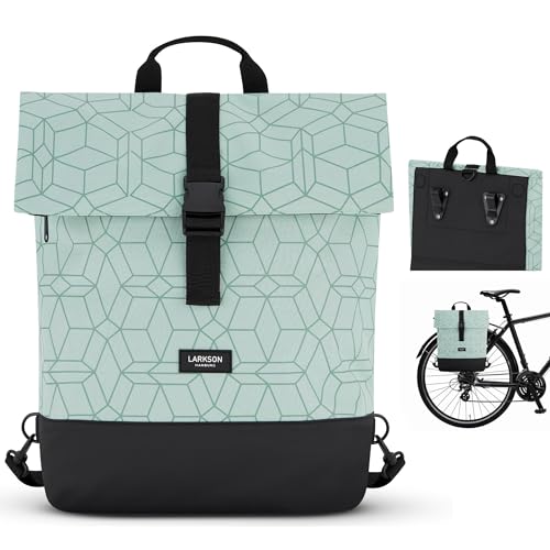 LARKSON Fahrradtaschen für Gepäckträger Damen & Herren Mint - Tammo Bike - 2 in 1 Fahrrad Tasche Rucksack & Gepäckträgertasche Hinten - Wasserabweisend