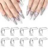 XPEX 10 Stück Nail rings Nagel Ringe Muslim,fingernagel öffnungsring,Verstellbar Fingernagelringe Wiederverwendbar Abnehmbar Nagelschmuck Fingerspitzen Geschenkdekorationen zum Tragen（Silber）