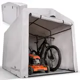 Silbergard Fahrradgarage | 160x220x165cm Gerätehaus | Wasserdichtes 600D Oxford Gewebe, Wetter & Reißfest | Ideal für E-Bikes, Fahrräder, Gartengeräte, Roller & Seniorenmobil, Outdoor | Größe: (L)