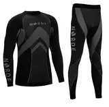 Norde THERMOTECH Herren Funktionswäsche Thermoaktiv Atmungsaktiv Base Layer Set Outdoor Radsport Running (Schwarz/Grau, L)