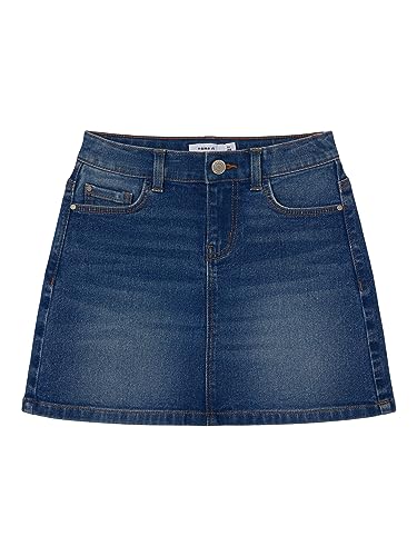 NAME IT Mädchen NKFDIANA A Shape DNM Skirt 4311-IO NOOS Rock, Medium Blue Denim, 140