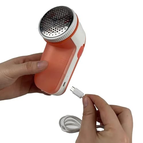Heute Aktion Fusselrasierer (Orange), Fusselentferner + 1 Ersatzklinge, Kleidungsstücke, entfernt kleine Knötchen, mit USB aufladbar, für praktisch alle Textilien, aus Alt Macht Neu