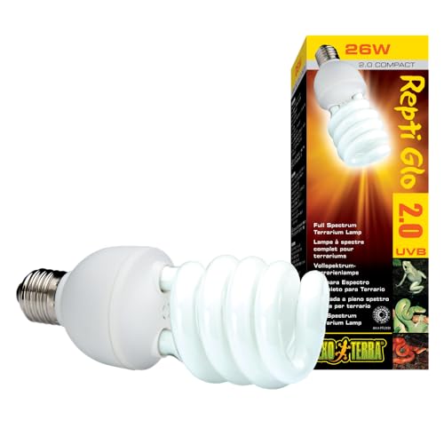 Exo Terra Natural Light, Vollspektrum-Tageslichtlampe, Kompakte Lampe mit idealem Tageslichtspektrum für alle Reptilien und Amphibien, 13W, Fassung E27