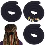 3 Stück Spiral Lock Hair Tie Dreadlock Haargummi Set Dreadlock Zubehör für Frauen und Männer Dreadlocks Pferdeschwanz Halter Dread Haarbinder für Braids dickes lockiges Haar (40 cm/16 inches, Schwarz)