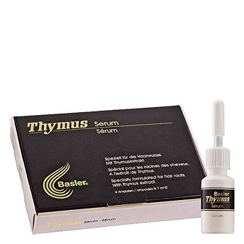 Basler Thymus Haarwurzel Serum 6 x 7 ml | Gegen Haarausfall | Kräftigende Spezialpflege mit Thymus-Extrakt, Coffein & Liposomen | Anti-Schuppen Kur für dünner werdendes Haar