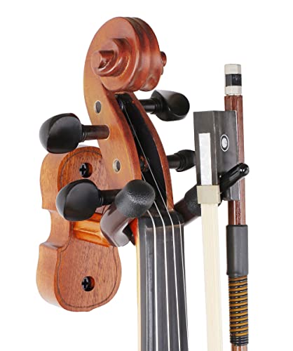 PUNK Violine Viola Wandhalterung, Violine Viola Haken, Mahagoni Violine Halter, mit Bogenhaken, Home & Studio Wandhalterung Violine Kleiderbügel (Mahagoni)
