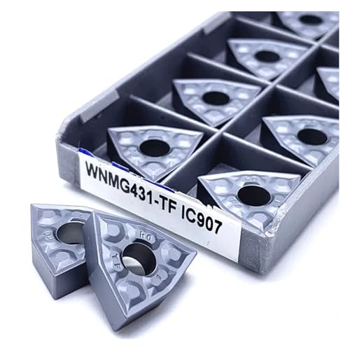 10 Stück Metall-Wendeschneidplatten aus Hartmetall WNMG080404 WNMG080408 IC907 IC908 for Drehmaschinen-Drehwerkzeughalter, Hartmetalleinsätze for Metalldrehmaschinen ( Size : WNMG080408 TF IC907 )