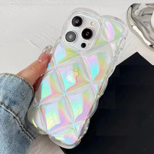 Miagon Bunt Laserhülle für iPhone 12 Pro,Regenbogen Laser Handyhülle Schillernde Rhombus Galvanisierung Bling Glitzer Holografisch Hülle Schutzhülle