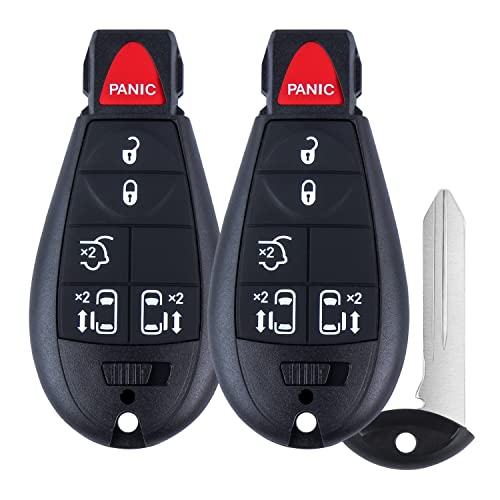 VERYOH 2 Stück Auto Keyless Entry Funkschlüssel, Schwarz, Kunststoff, Kompatibel mit 2008-2016 Chrysler Town und Country/Dodge Grand Caravan, Ersatz für P/N: M3N5WY783X IYZ-C01C (6 Tasten)