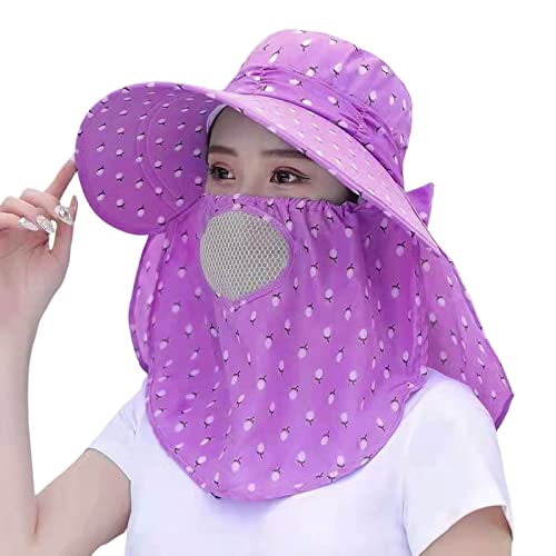 Fischerhut Frauen Sommer Sonnenhut Frauen Einstellbare Outdoor Reiten Große Hut Sonnenblende Schutz Hut Kinder Sonnenhüte Jungen (Purple, One Size)