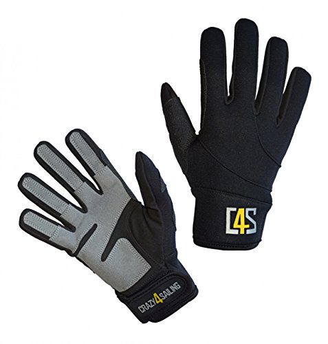 crazy4sailing Segelhandschuhe Neopren Vollfinger Segeln, Farbe:schwarz, Größe:M