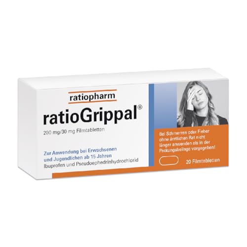 ratioGrippal 200 mg/30 mg Filmtabletten: Das Multitalent gegen Schnupfen in Verbindung mit Schmerzen und/oder Fieber - Filmtabletten mit 5-fach Wirkung, 20 Stück