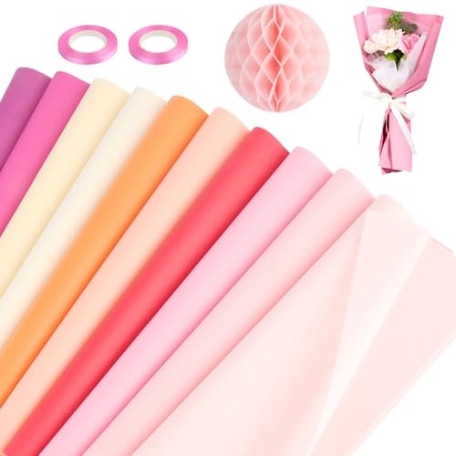 Kayqbonke Rosa Seidenpapier Verpackungsmaterial, Insgesamt 200 Blatt von 10 Verschiedene Farben von Geschenkpapier Rosa, 21 X 30 Cm Tissue Paper für Geschenkpapier DIY Geburtstag Hochzeit Kinderfest