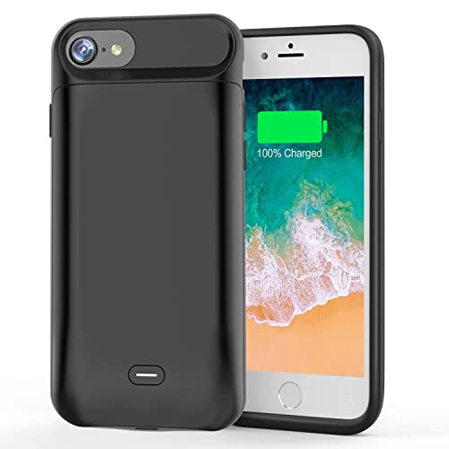 Akkuhülle für iPhone 8/7/6S/6/SE 2020, [ 6600mAh ] Zusatzakku Ladehülle Akku hülle Handyhülle, Akku Battery Case Powerbank Hülle für iPhone SE 2020/7/6S/6/8, Tragbare Akku Case Schwarz [4,7 Zoll]