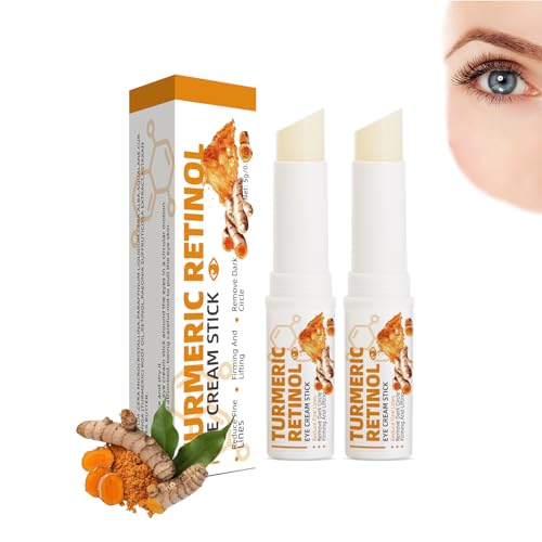 Kurkuma-Balsam gegen Tränensäcke, Anti-Aging-Augencreme, Retinol-Augenstift, Entferner von Tränensäcken, feuchtigkeitsspendender Augenbalsam-Stick gegen Schwellungen und Augenringe (2 pcs)