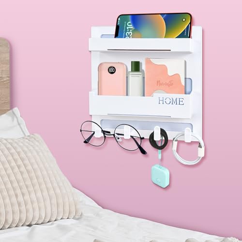 CHENYAOAI Nachttisch-Organizer, Wandmontage, selbstklebend, maximale Belastung 10lbs,Raumdekoration, ästhetisch,Wandregal aus Kunststoff für Wohnzimmer, Schlafzimmer, Büro, Badezimmer oder Küche