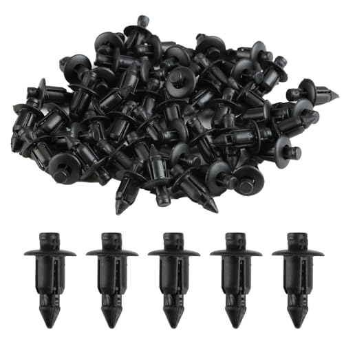 50 Stück 6 mm Kunststoffnieten Spritzschutz-Befestigungsclips, Kunststoff-Nieten-Verkleidungs-Verkleidungs-Clips, Spreiznieten 6mm Ersatz für Auto, Honda, Yamaha, Suzuki, Kawasaki, Schwarz