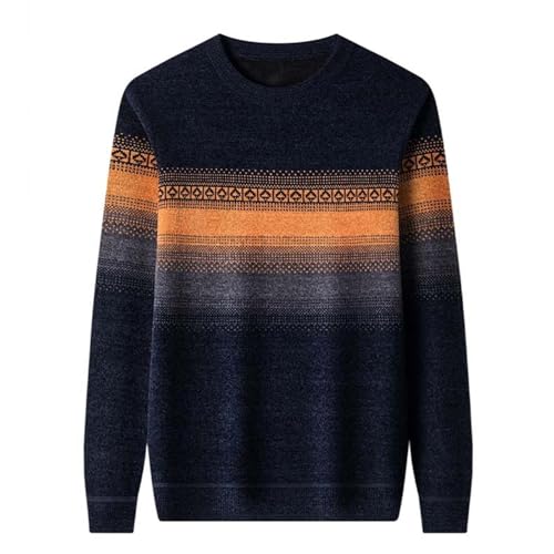 WKAYsIV Fleecepullover Mäntel Herren Fell und Dicker Strickpullover Im Retro-Ethno-Stil Für Herren Mit Warmer Unterlage Im Und Winter Lockerer Kapuzenpullover Mantel(Marine,3XL)