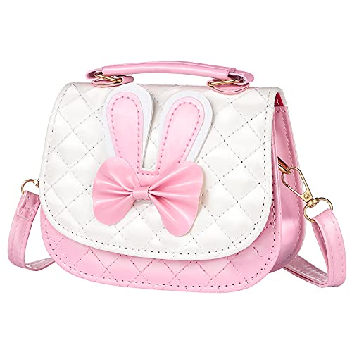 Mädchen Taschen, Kinder Umhängetasche Handtasche Mädchen mit Süße Hasenohren und Schleife Crossbody Geldbörse Brieftasche Umhängetasche Handtasche Verstellbarem Gurt für Mädchen Teens Frauen (Rosa)