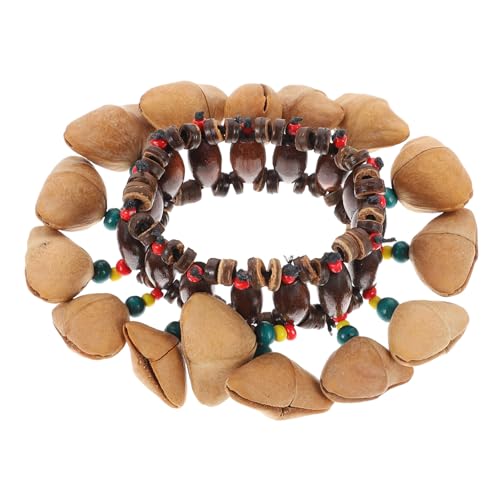 DIYEAH Tribal Shaker Instrument Nussschale Tamburin Afrikanische Handglocke Musikinstrument Glocke Percussion Leichtes Partyzubehör