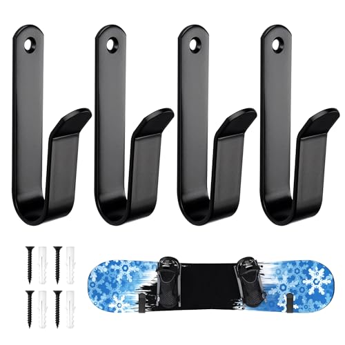 Skateboard Wandhalterung, Snowboards Wandregal Display Rack, Skihalterung Wand, Deck Ski Halterung, Aufbewahrungshaken, für Boards wie Skateboards, Longboards,Wakeboards und Roller Skates, 2 Paar