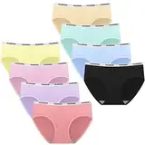 Sunvivid Teenager Mädchen Unterhosen Unterwäsche Atmungsaktive Bequeme Slips Taillenslips Mehrpack Panties Höschen Größe Kinder 8-18 Jahren - 8er Pack…